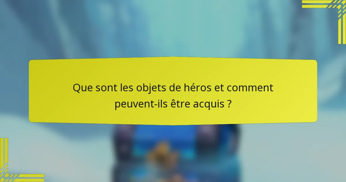 Que sont les objets de héros et comment peuvent-ils être acquis ?
